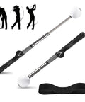 Retractable Golf Swing Trainer With Click Sound And Posture Correction Arm Band For Right Handed Golfers, black handle