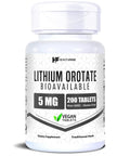 Bottle of Lithium Orotate 5mg Tablets 200 Count Superior Trace Mineral Supplement For Daily Feel Good Mood Boost And Stay Calm And Focused Vegetarian Non GMO Gluten Free Made In USA With Simple Orotate Formula