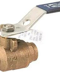 Two Inch Bronze Ball Valve With Stainless Steel Trim, Full Port, Two Piece Solder End Connections, Blowout Proof Stem