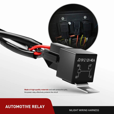 Automotive relay with wiring harness for ZH084 12 Inch LED Light Bar 72W Spotlight Flood Combo Off Road Lights 12V