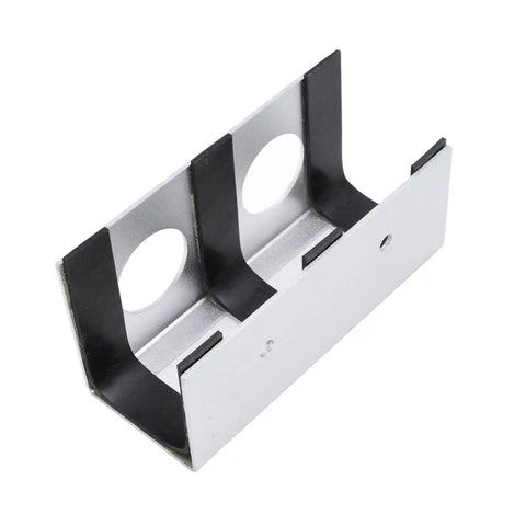 Hella Sturdy Under Desk Laptop Mount With Heavy Duty Metal Frame And Grippy Silicone Pad in silver, showcasing a side view with rounded cutouts.
