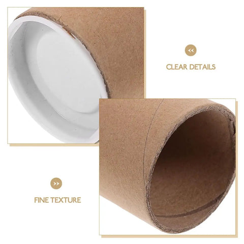 Close-up of Kraft Paper Mailing Tubes with caps, 6.5 cm inner diameter, 33 cm length showing texture and detail.