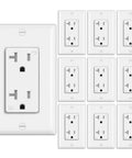 10 Pack 20 Amp Decor Wall Receptacles With Tamper Resistant Shutters, 20A 125V TR Electrical Outlets With Wall Plates, UL Listed, White