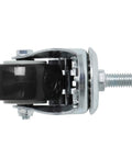 Heavy Duty 2 Inch Polyurethane Swivel Caster Wheels With Locking Brake Set Of 4 Black threaded stem caster showing durable wheel and metal housing.