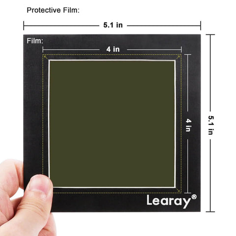 Magnetic Field Viewing Film 4x4 Inch showing size dimensions held in hand; visualize magnetic field lines for science projects and experiments.