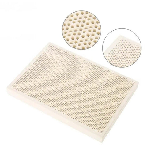 Honeycomb Ceramic Soldering Board With Stainless Steel Needles For Jewelry Making, Rectangle 135x95x13mm, close-up view.
