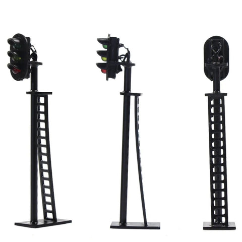 Badass 5 Piece Ho Scale 3 Light Block Signal Set Hella Durable Brass Prewired LED Railroad Lights With Red Yellow Green Bulbs 6.5cm Height For Model Trains 12V To 18V Powered Sick Upgrade For Any Layout Setup Totally Ready To Rock