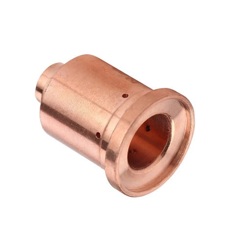 Premium 5 Pack 85A Plasma Cutter Nozzle Tips Heavy Duty Copper Torch Consumables For Fast Precision Cutting Works With 220797 Specs 85A copper nozzle tip close-up.