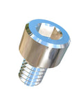 Close-up of a Heavy Duty Grade Two Pure Titanium Socket Head Machine Screw for saltwater projects, showing details and finish.