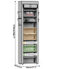 10 Tier Tall Shoe Organizer With Dustproof Cover Large Capacity Shoe Storage Rack For Entryway Closet Or Garage Holds 18 To 22 Pairs Grey Easy To Assemble And Space Saving Design shown in front view with dimensions and weight capacity