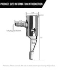 Go To Tool 2 Pack Quarter Inch Lock On Air Chuck Slick Thumb Press Design Tough As Nails Metal Build Zero Leak Seal side view with dimensions