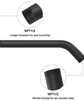 Matte Black 10 Inch Shower Arm With Flange, 304 Stainless Steel Extension Pipe, Wall Mounted for Fixed Showerhead, 1/2 NPT Threads