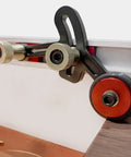 Close-up of shockproof aluminum roller on Buttery Smooth Glide No Sweat Setup Rock Solid Precision Tracking Table Saw Stock Guides.