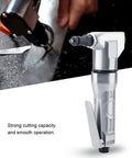 Air Nibbler Metal Cutter Drill Attachment 2800 RPM Shears Tool for automotive sheet metal work, lightweight alloy design seen in action.