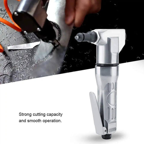 Air Nibbler Metal Cutter Drill Attachment 2800 RPM Shears Tool for automotive sheet metal work, lightweight alloy design seen in action.