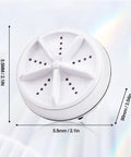 Portable Mini Washing Machine With Real Ultrasonic Power Foldable 3 In 1 Compact Setup For Travel And Small Spaces, top view with measurements.