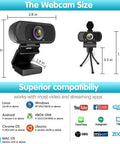 Dimensions of Smooth Operator 1080P Full HD Webcam With Integrated Mic, Plug And Play USB Camera For PC Laptop Mac.