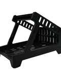 Real Deal Label Roll Organizer Desk Stand For Thermal Printers And Fan Fold Stickers Rack with open front and perforated design.