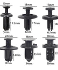 Huge 120 To 240 Piece Car Trim Rivet Kit With Nylon Bumper Clips That Hold Firm And Secure Plastic Panels, Dash Trims And Grilles Like A Boss Without Falling Out On The Road. Black nylon car trim clips in six size variations, 5mm to 10mm