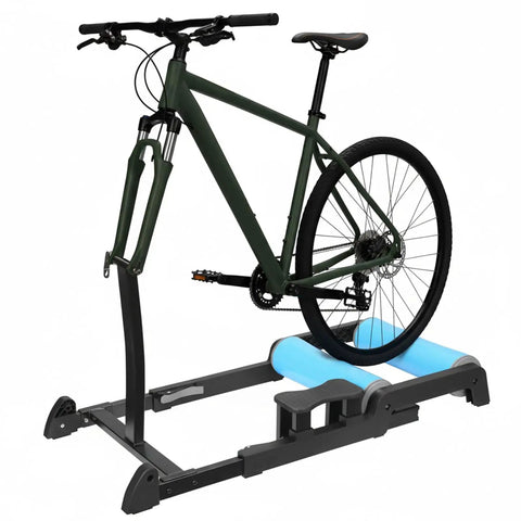 Detachable Indoor Bike Roller Trainer Stand For 24 To 29 Inch Mountain Bikes, Anti Slip Platform, Foldable Front Wheel Quick Release