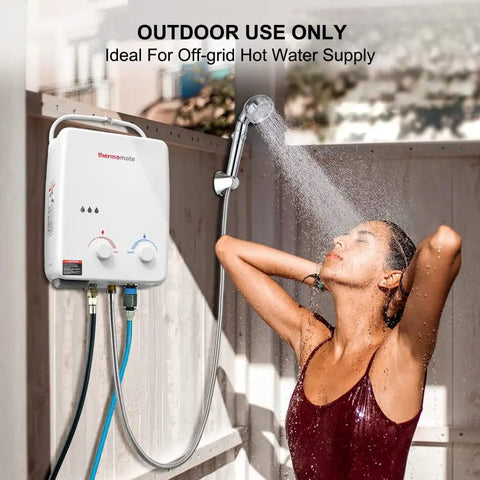 Propane Tankless Water Heater For Outdoors On Demand Hot Water 1.32 GPM Portable Gas Heater For Camping RV Boat And Hiking 5L White