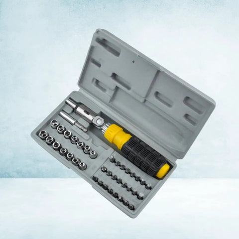 Ready To Bust Knuckles On Car Repairs Rock This 41 Piece Mini Socket Wrench Set With A Reversible Ratchet And Non Slip Handles, open kit.