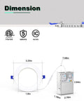 VOLISUN 8 Pack 3 inch Recessed Lighting, 5CCT, Dimmable dimensions showing sizes of light and driver.