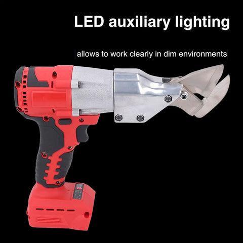 Luocute 18V Cordless Metal Shear With 800W Brushless Motor For Cutting Steel Sheet Iron And Leather, featuring LED auxiliary lighting.