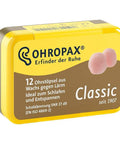 Wax Ear Plugs For Swimming 12 Pack Cotton Coated Soft Wax With Cotton Cover in yellow box packaging.