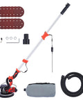 800W Electric Drywall Sander With Vacuum Attachment And Lights, Dust Collector, accessories and ergonomic handles