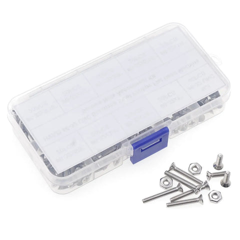 Size 6 32 UNC Stainless Steel Phillips Flat Head Machine Screws And Hex Nuts Assortment Kit 304 Stainless Full Thread Length in box