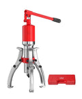 Heavy Duty Hydraulic Gear Puller Bearing Remover For Wheels Axles Parts Dead Nuts Precision showing red oil cylinder with silver jaws.