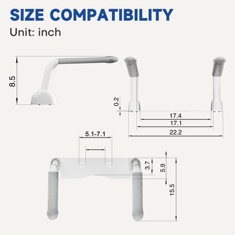 Rock Solid Bathroom Safety Grab Bar With Heavy Duty Foldable Toilet Assist Rail That Handles 480 Pounds dimensions and size compatibility chart