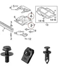 Diagram and components of U Shaped Fastener Kit M6 With Self Tapping Screws For Panels showing screw, clip, and gasket.