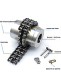 Heavy Duty Aluminum Sprocket Gear Chain Coupler KC4012 with double row chain and connecting pins for reliable performance.