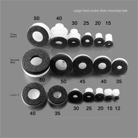 Tianxing Big Head Manipulator Vacuum Suction Cup With Single Layer Sponge Nozzle Industrial Pneumatic Double Layer Seamless Attachment, various sizes displayed.