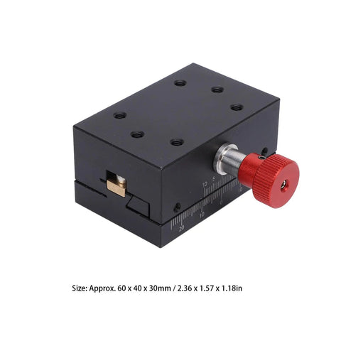 40mm Travel Dovetail Slide With Gear Rack And Pinion Manual Fine Adjustment Slim Aluminum Alloy Built For Tight Spaces Precision Slide For Small Machinery And Everyday Use, black slide with red knob