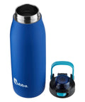 32 Oz Cobalt Rubberized Stainless Steel Water Bottle With Push Button Chug Lid Leakproof Seal Vacuum Insulated