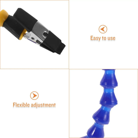 Close-up of flexible arm and clamp detail of Four Arm Soldering Helping Hand Station Pro Grade With Weighted Base Multi Function Welding Tool
