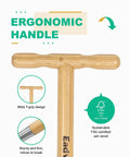 Long Handled Bulb Planter Tool With Depth Marker And Sharp Teeth For Tulips Daffodils And Other Flowers Easy Knee Free Transplanter showing ergonomic FSC-certified ash wood handle.