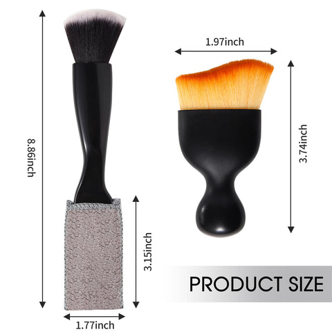 3 Piece Car Interior Detail Dust Brush Set With Soft Microfiber Dual Head Duster showing dimensions in inches