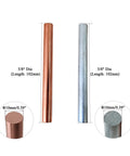 Two Pieces 99.995 Percent Pure Copper And Zinc Rods, 3 Eighths Inch Diameter by 4 Inches Long, bare metal bars image