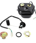 Gas Tank Level Sensor Float Kit And Cap For GY6 4 Stroke Scooters And Mopeds Compatible With Taotao Jonway Roketa Sunl 50ATM Parts Made From Durable Metal And Rubber shown disassembled.