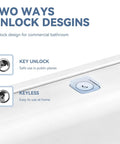 Wall Mounted Toilet Seat Cover Dispenser With No Drill Installation showing key lock and keyless access options for public restrooms.