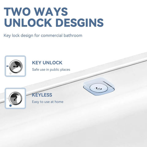 Wall Mounted Toilet Seat Cover Dispenser With No Drill Installation showing key lock and keyless access options for public restrooms.