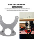 Two Piece Router Table Insert Plate Wrench Portable Plastic Ring Adjuster Tool For Precision Woodworking, gray plastic tool for securing bits.