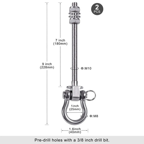 Top Shelf Heavy Duty Swing Hangers Rust Proof 304 Stainless Steel with smooth ball bearings, 9-inch length, two pack.