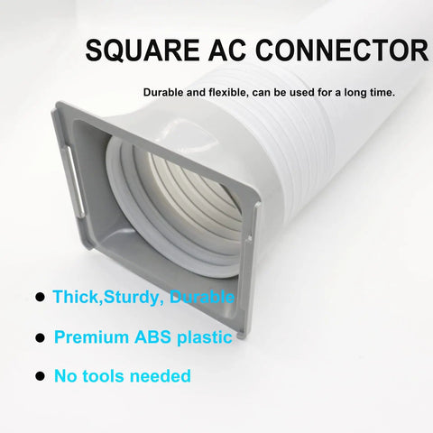 Portable AC Exhaust Hose Coupler Window Adapter 5.9 Inch AC Connector for Square Exhaust Port in Durable ABS material