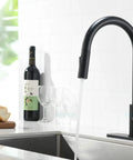 Black Kitchen Faucet With Magnetic Pull Down Sprayer High Arc Stainless Steel Design CUPC Ceramic Cartridge 10 Inch Deck Plate