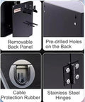Universal EV Charger Enclosure Wall Mount Protective Case Lockable IP55 Waterproof Cover features removable back panel and pre-drilled holes.